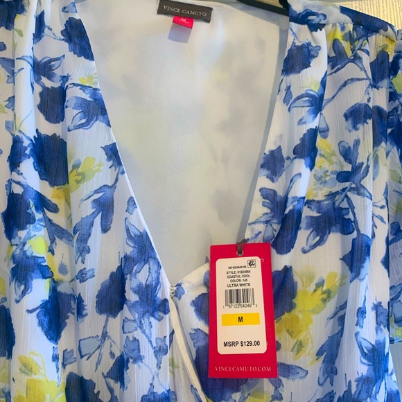 Vince Camuto Blue and Yellow Floral High Low Dress - Picture 5 of 5